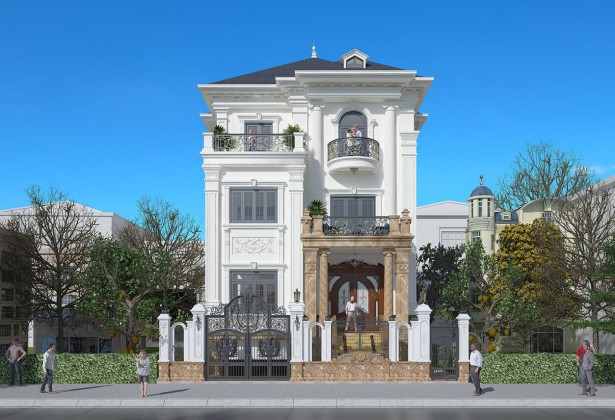 Mẫu biệt thự tân cổ điển pháp 3 tầng có sân thượng đáng mơ ước